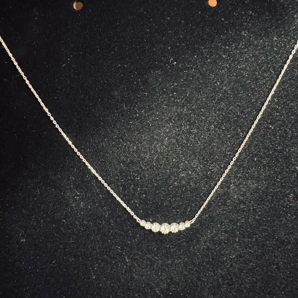 925 Sterling Silver Necklace with CZ Bar Pendant - Picture 4 of 7